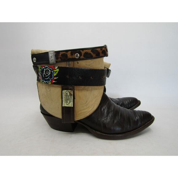 NOCONA Mens Size 8.5 D Dark Brown Leather Lizard Skin Fold Over Cowboy Boots main image 5